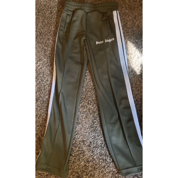 PALM ANGELS Military Green Polyester Classic Track Pants Size Small Zipper Bot - Picture 1 of 7